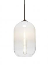 Besa Lighting 1JT-OMEGA12WH-EDIL-BR - Besa, Omega 12 Cord Pendant, White/Clear, Bronze Finish, 1x5W LED Filament