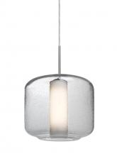Besa Lighting J-NILES10CO-SN - Besa Niles 10 Pendant For Multiport Canopy, Clear Bubble/Opal, Satin Nickel Finish