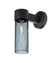 Besa Lighting JUNI10BL-WALL-EDIL-BK - Besa, Juni 10 Outdoor Sconce, Blue Bubble, Black Finish, 1x4W LED Filament