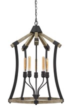 CAL Lighting FX-3707-5 - Dali 60W X 5 Metal/Pine Wood Chandelier (Edison Bulbs Not included)