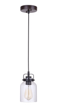 Craftmade 53691-FBDT - Foxwood 1 Light Mini Pendant in Flat Black/Dark Teak