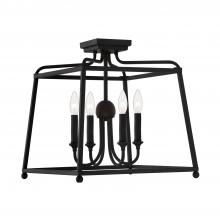Crystorama 2243-BF_NOSHADE - Libby Langdon Sylvan 16'' Black Forged Semi Flush Mount