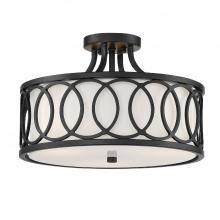 Crystorama 285-MK - Libby Langdon Graham 15'' Matte Black Semi Flush Mount