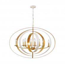 Crystorama 588-MT-GA - Luna 36'' Matte White + Antique Gold Oval Chandelier
