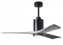 Matthews Fan Company PA3-BK-BW-52 - Patricia-3-52" Three Blade Ceiling Fan-5CCT Integrated LED-Matte Black Finish-Barn Wood Tone Bla