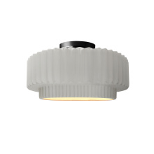 Justice Design Group CER-6370-BIS-MBLK-LED1-700 - Small Tier Pleated Semi-Flush