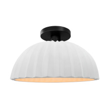 Justice Design Group CER-6623-BIS-MBLK - Pleated Dome Semi-Flush