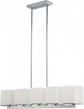 Nuvo 60/4091 - Bento; 5 Light; Island Pendant with Satin White Glass; Polished Chrome Finish