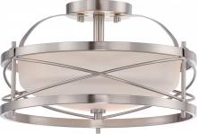 Nuvo 60/5331 - Ginger; 2 Light; Semi-Flush with Etched Opal Glass; Brushed Nickel Finish