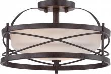 Nuvo 60/5335 - Ginger; 2 Light; Semi-Flush with Etched Opal Glass; Old Bronze Finish