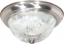 Nuvo 60/6024 - 2 Light; 13 in.; Flush Mount; Clear Ribbed Glass; Color retail packaging; Brushed Nickel Finish