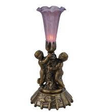 Meyda White 11642 - 12" High Lavender Tiffany Pond Lily Twin Cherub Mini Lamp