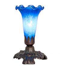 Meyda White 13420 - 7" High Blue Tiffany Pond Lily Victorian Mini Lamp