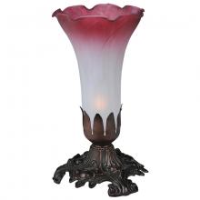 Meyda White 14468 - 7" High Pink/White Tiffany Pond Lily Victorian Mini Lamp
