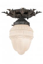 Meyda White 169001 - 10" Wide Fancy Floral W/Colonnade Globe Flushmount