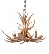 Meyda White 213675 - 29" Wide Antlers Mule Deer 4 Light Chandelier