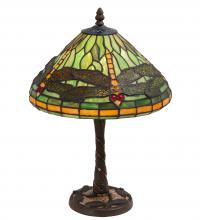 Meyda White 220523 - 17" High Tiffany Dragonfly W/Twisted Fly Mosaic Base Table Lamp