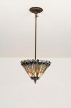 Meyda White 23199 - 12" Wide Tiffany Jeweled Peacock Inverted Pendant