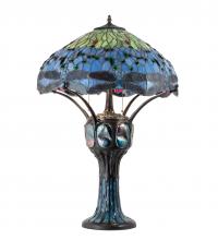 Meyda White 37946 - 33" High Tiffany Hanginghead Dragonfly Table Lamp