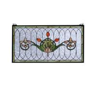 Meyda White 68019 - 26"W X 14"H Tulip & Fleurs Stained Glass Window